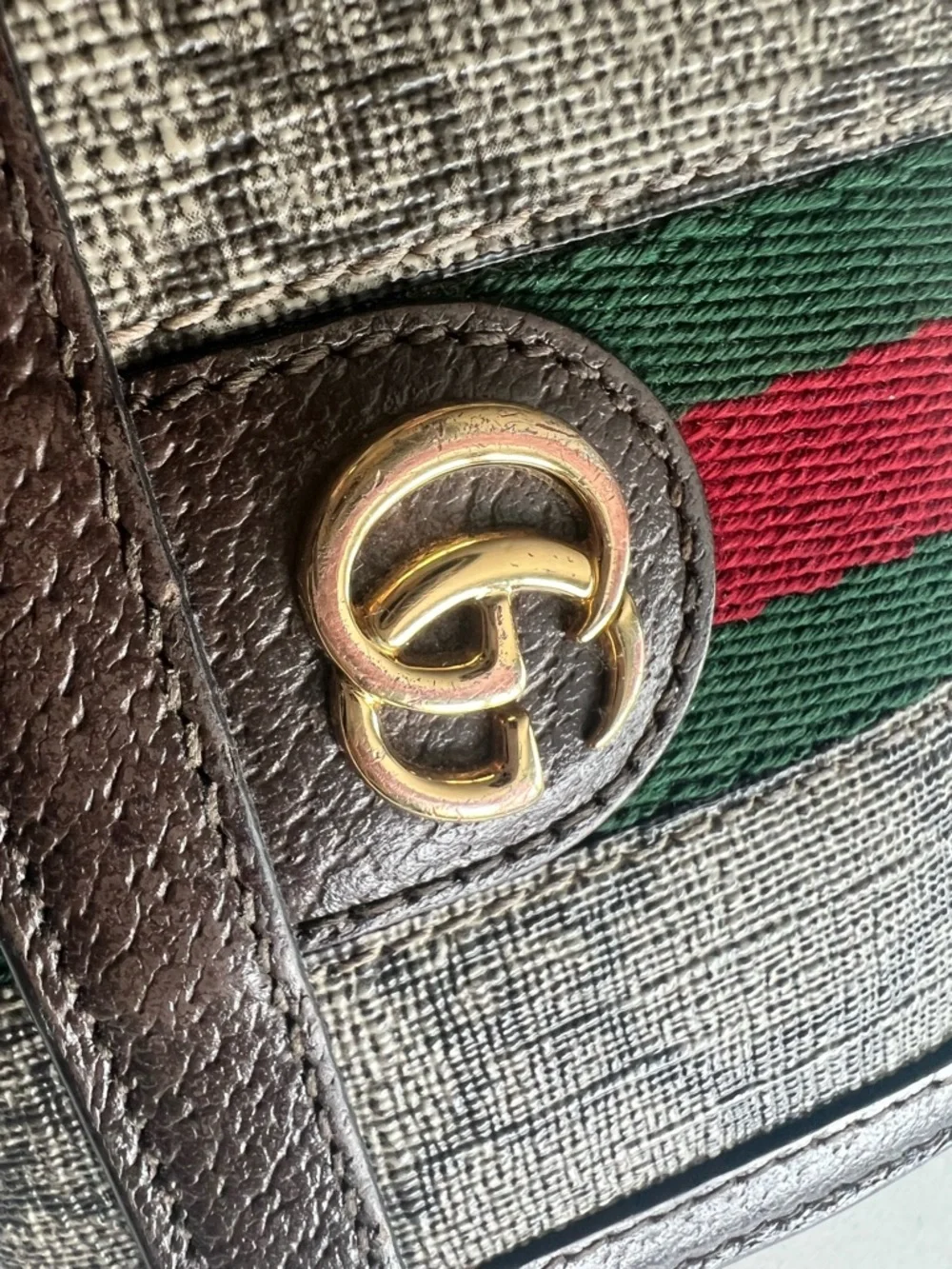 Gucci Brown GG Supreme Wallet with Green-Red Web TRIFOLD - Picture 2 of 14